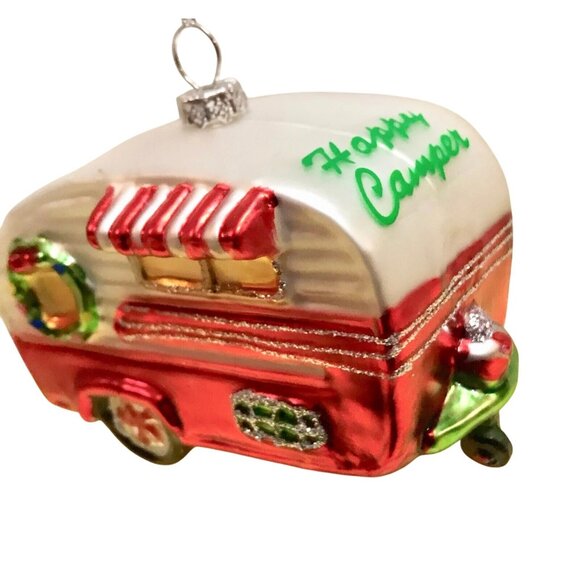 Retro-Inspired Camper Glass Christmas Ornament Festive Details Holiday New Gift - Picture 1 of 4